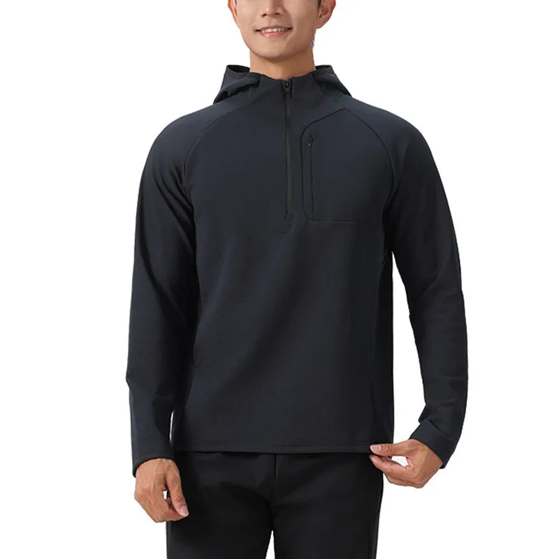 RNSHANGER Spring Men's Fashion Jacket Fashion Hooded Half-Zip Pullover Sweatshirt Sporty Casual Wear Comfortable Fit Men Jacket