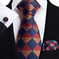 Custom Handmade Mens Necktie Silk Polyester Neck Ties Gift Paisley Hanky Cufflinks Set Luxury Necktie and Pocket Square for Men