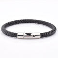 Handmade New Model Stainless Steel Clasp Braided Leather Bracelet Black Brown Fashion Charm