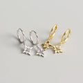 Fashion Star Earrings 925 Sterling Silver Hanging Cz Zircon Pave Star Hoop Earrings for Women