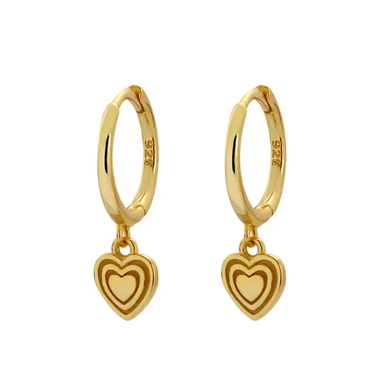 SP Wholesale Women Korean Fashion Gold Plated 925 Sterling Silver Heart Huggie Hoop Earrings