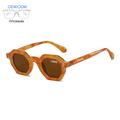 Hot Seller Retro Vintage Sunglasses with Hexagonal Frame Custom Logo PC and TAC Materials Wholesale for Men and Women