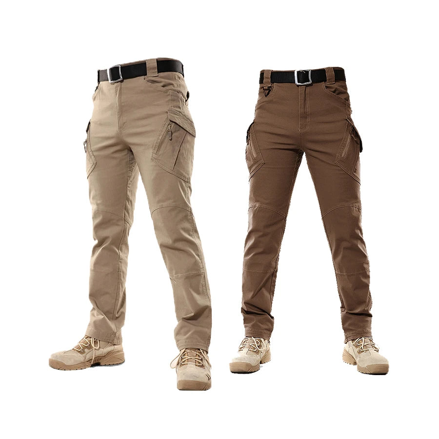 Men's Outdoor Cotton Canvas Elastic Fans Tactical Safari Casual Pant Cargo Trousers Hiking Hunting Working Pants for Men