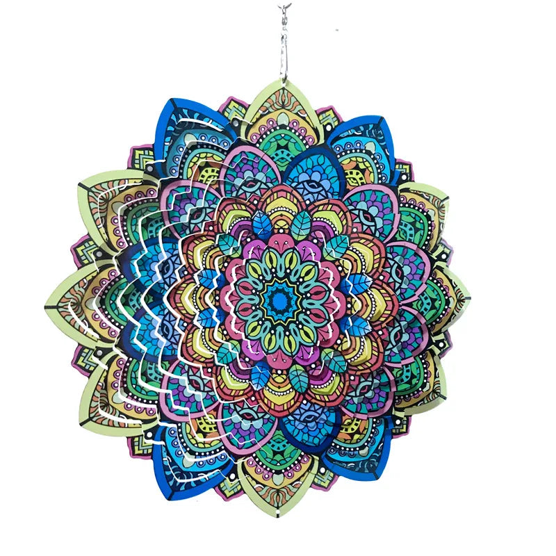 Factory Price 12 Inch Flower Wind Spinner Stainless Steel Rotating Metal Sheet 3D Wind Chime Pendant Decoration Gift