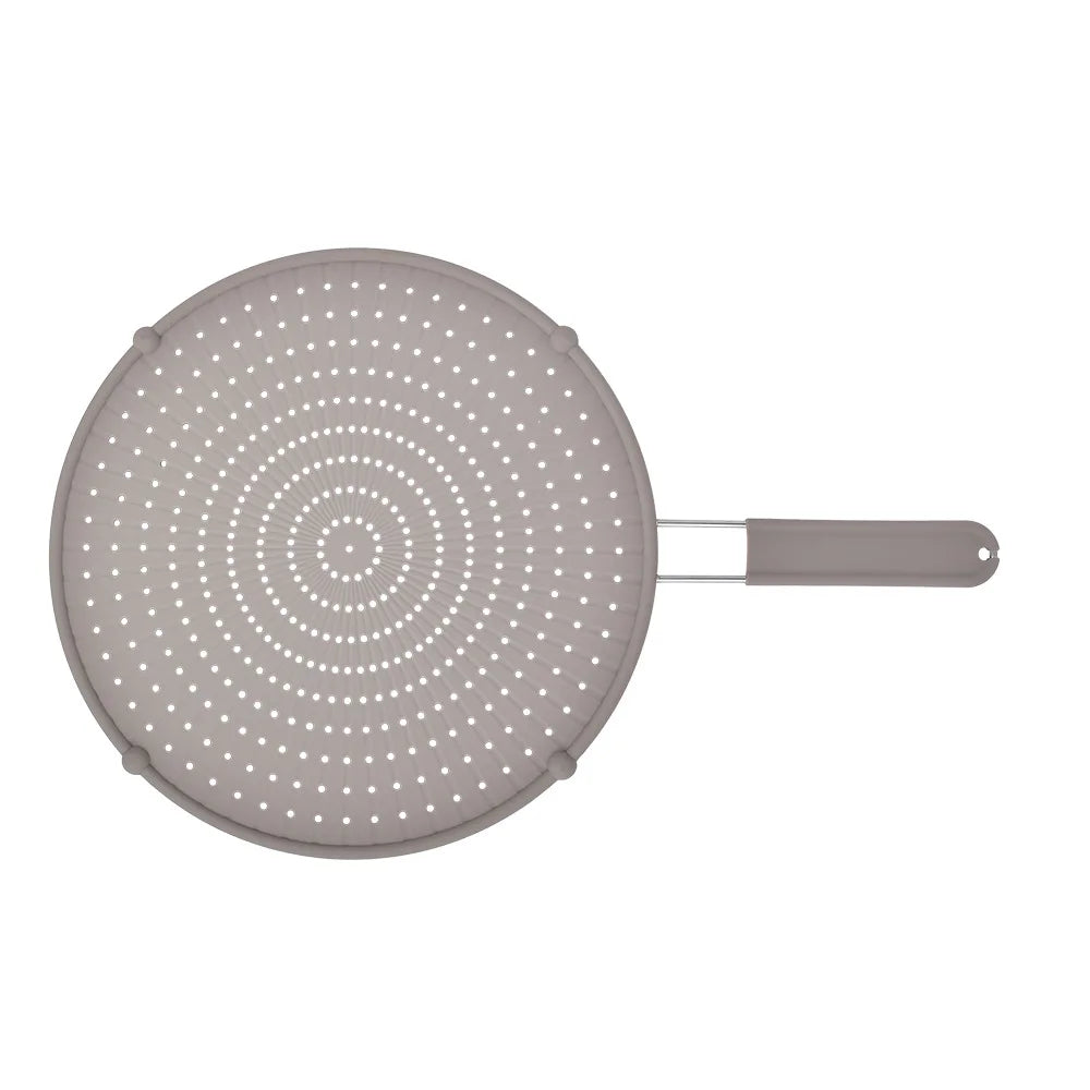 Handle Gray Silicone Kitchen Strainer Oil-Proof Frying Mesh Colander 50x32cm Stainless Steel Eco-Friendly Pot Lid Vegetable