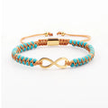 High Quality New Fashion Small Gemstone Turquoise Beads Stainless Steel Infinity Charm Woven Cord Custom Friendship Bracelet
