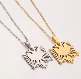 AA01300 Stainless Steel Double Headed Albanian Eagle Necklace for Teen Girls