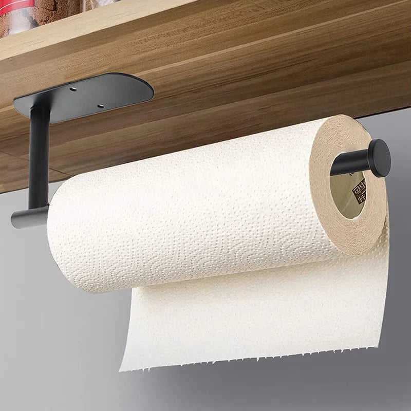 Bathroom Telescopic Metal Tissue Rack Stainless Steel Self Adhesive Wall Mounted Under Cabinet Kitchen Roll Paper Towel Holder
