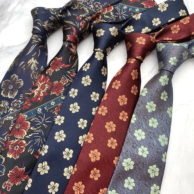 Men's Tie New Trend Business Casual Dress Retro Floral Jacquard Geometric Pattern Wide 8CM Polyester Tie
