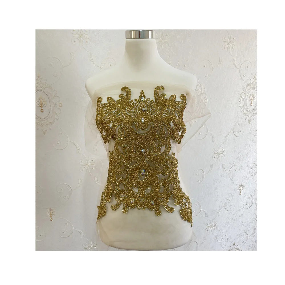 Gold Silver Rhinestone Motif Hot Fix Rhinestones Embellishment Iron on DIY Patches Sewing Supplies