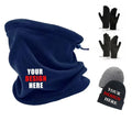 Fleece Neck Warmer Beanie Hats Gloves Scarf Winter Thermal Neck Gaiter Tube Ski Face Mask Set