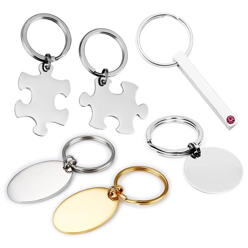 Custom Logo Keychain & Carabiner Stainless Steel Keytag with Engraved Lettering Promotional Product