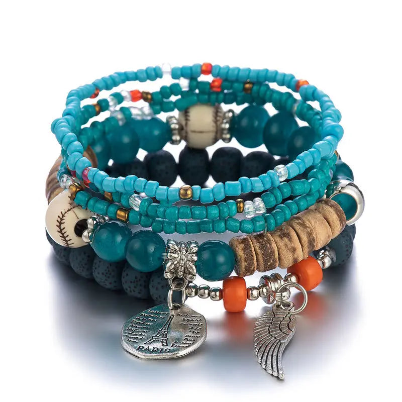 JC Crystal 2022 Cross Border Popular Color Bohemian Bead Bracelet and Women's Seed Beads Multi-layer Bracelet