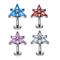 G23 ASTM F136 Titanium Star Shape Ear Stud Inlay Zircon 16G Clicker Shiny Punk Style Ear Tragus Conch Body Piercing Jewelry