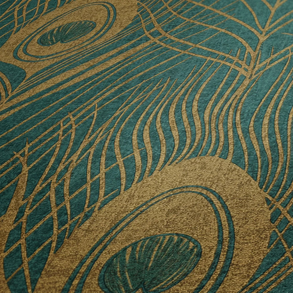 Made in Germany Luxury Feather Green Gold Non Woven Vinyl Wallpaper Rolls Abrasion-Resistant for Living Room Kitchen 1005x053m