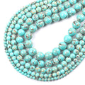 Wholesale Natural Stone Shell Green Glitter Turquoise Stone Loose Round Beads for Jewelry Making