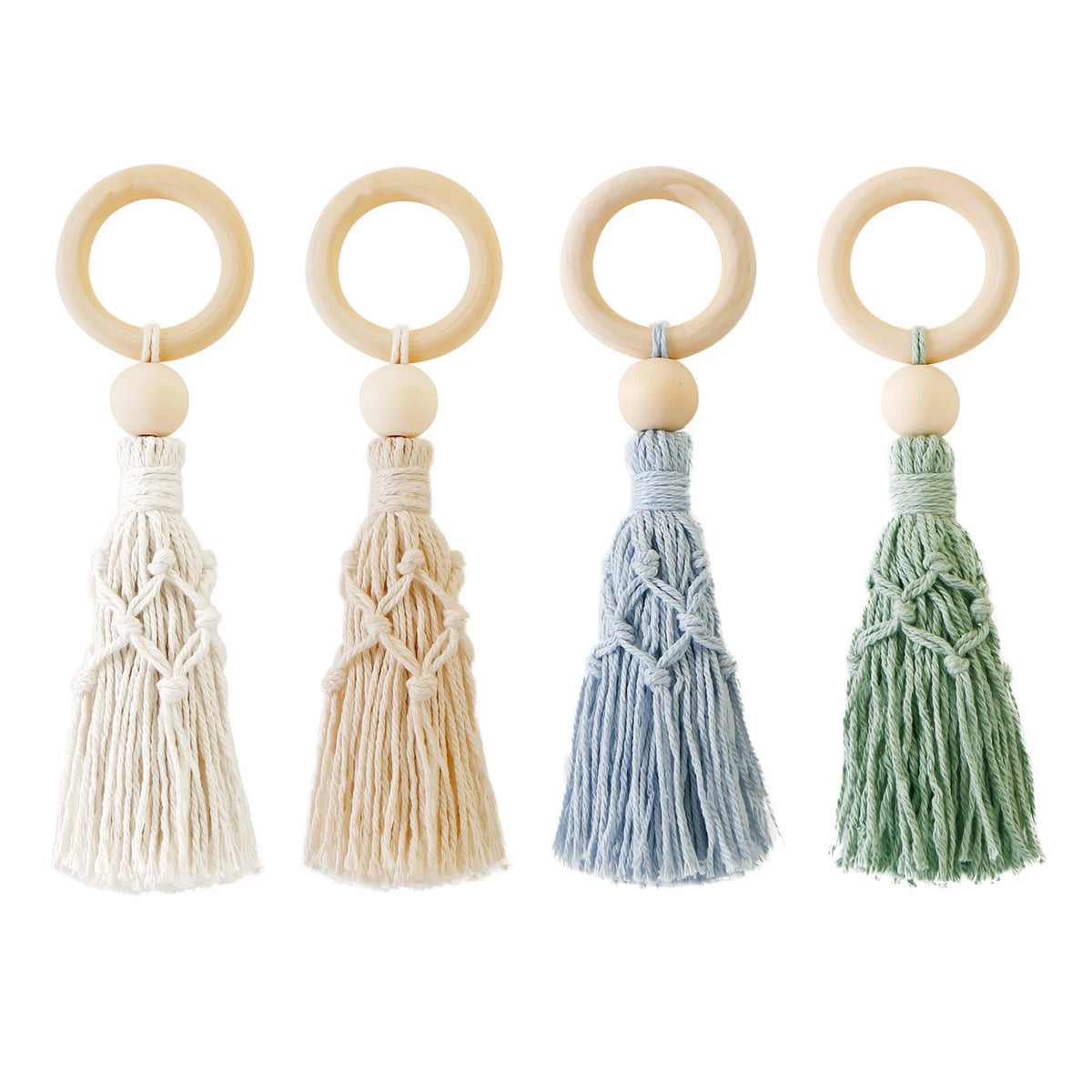 Hand-Woven Bohemian Napkin Rings Knitted Tassel Wooden Home Decoration Pendant Accessory for Table and Party Decor