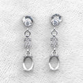 Sterling Silver 5*7mm Semi Mount Stud Eardrops Empty Frame Support Blank Setting S925 Base Without Center Stone DIY for Inlay