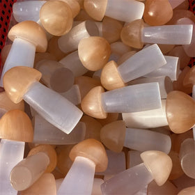 Wholesale Natural Crystal Stone Orange and White Selenite Mushroom for Decoration