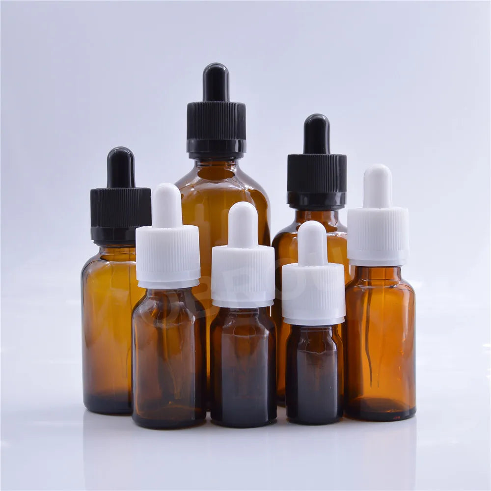 Matte Frosted Black 5ml to 100ml Glass Dropper Bottles Measuring Serum/Oil Variety Sizes for Convenient Use