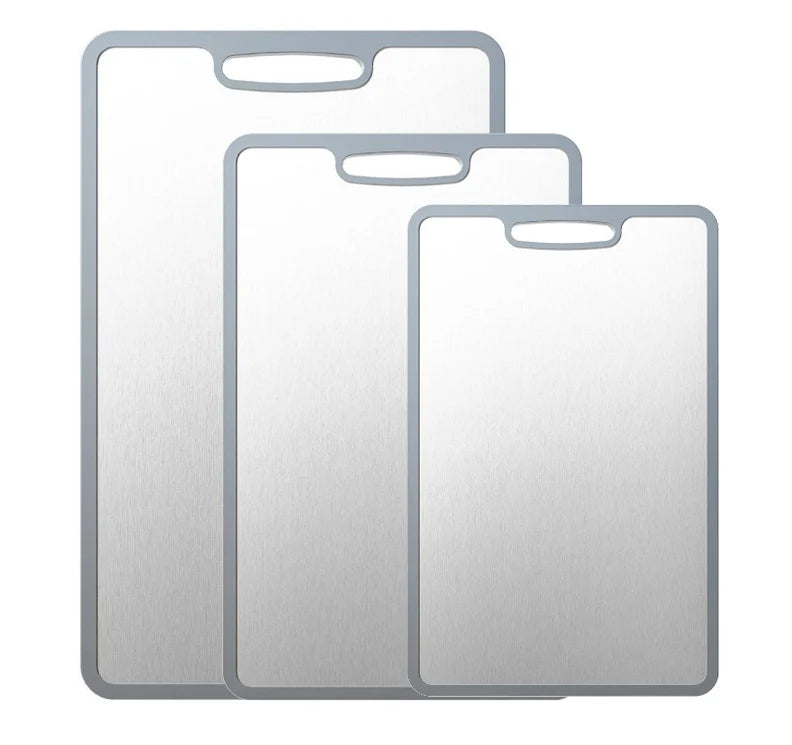 Double-sided Titanium/304 Kitchen Chopping Board with Handle Cutting Board Stainless Steel