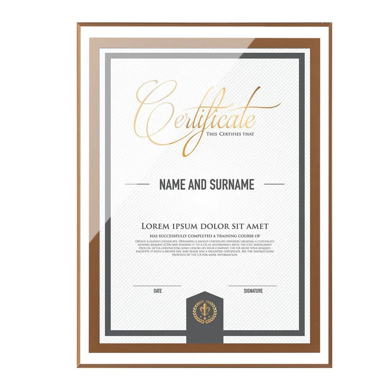 Wholesale Custom Gold Silver Eco-Friendly Durable Modern Clear Crystal A4 Size Silk Screen Printed Certificate Tabletop Photo