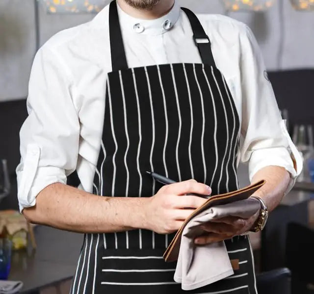 Restaurant  Kitchen Cooking Apron with logo Custom Chef Aprons  with Large Pockets Durable Striped Apron