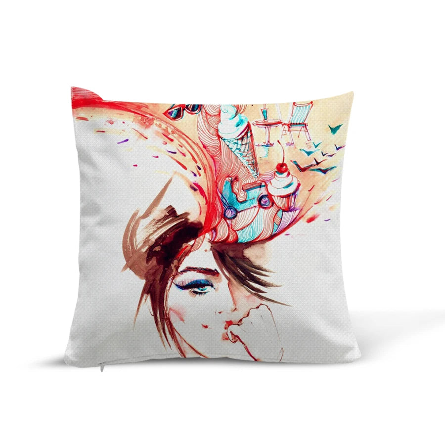 Topjlh Sublimation Blanks Pillow Cases 16"x 16" White Linen Cushion Covers Heat Transfer DIY Custom Picture Pillow Covers