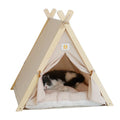Factory Outlet Pet Teepee House Indian Tents Wood Canvas Teepee Fold Away Pet Tent Furniture Cat Bed for Sale