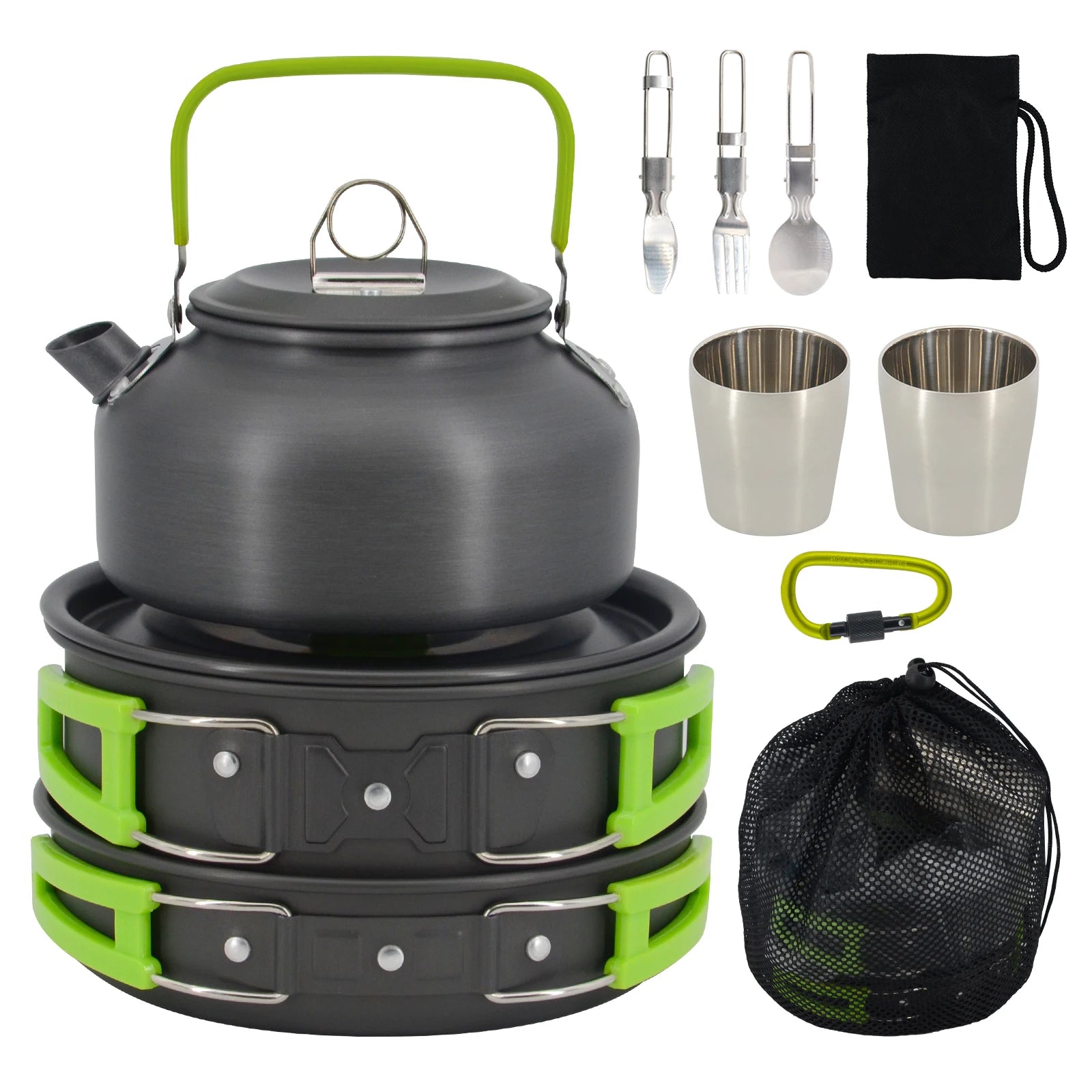 Induction Compatible Outdoor Cookware Set with Stainless Steel Cup for Easy Backpacking Picnic & Camping