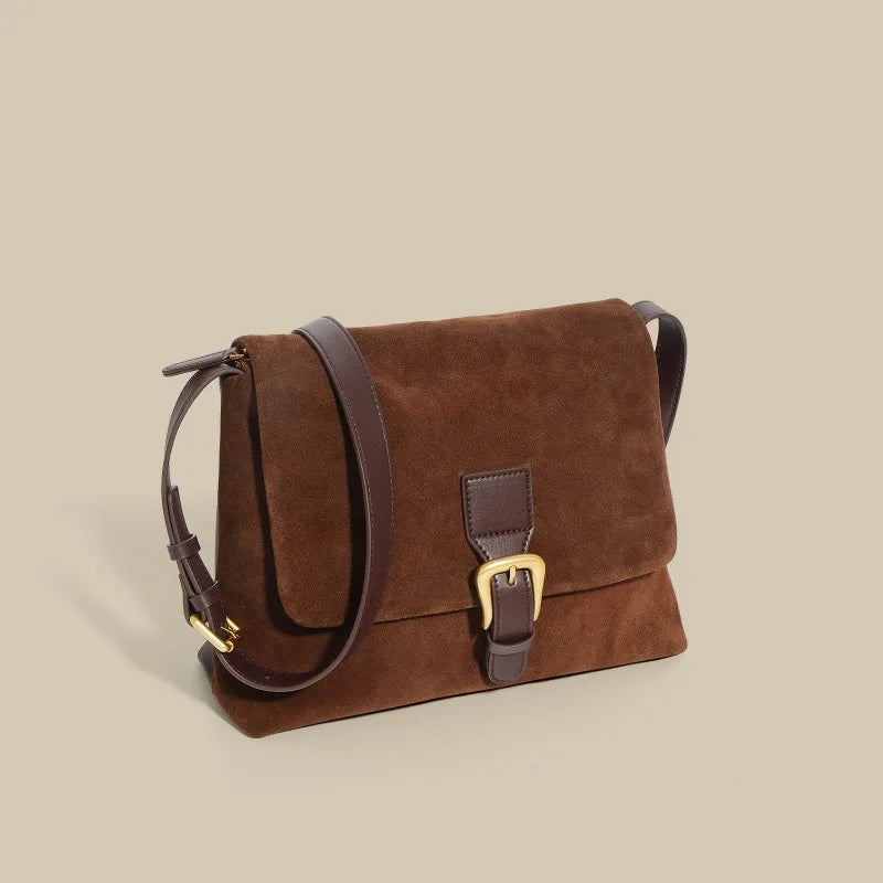 Genuine Leather Women Tote Suede Sequined Bag Large Capacity Fashion Messager Cowhide Shoulder Crossbody