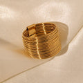 Hip Hop Jewelry Waterproof Stainless Steel Multi Layered Stacked Ring Punk Tarnish Free 18k Gold Plated Ring Accesorios Mujer