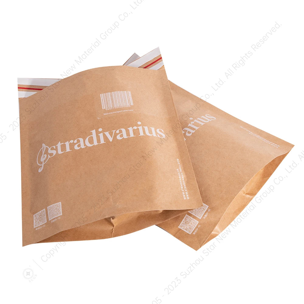 Custom Size Printing Kraft Paper Gusset Bag Biodegradable Expandable Paper Envelope for Garment Shipping