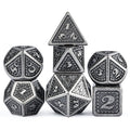 Factory Wholesale Ancient Silver Edge 7 Pieces Polyhedral Metallic Die Dungeons Dragons D&D Dragon Scale 16mm Dice Set