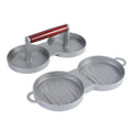 Double Hole Press Steak Meat Flattening Machine Bacon Crusher Grill Sandwich Press Cast Iron Metal Aluminum Gray Tool