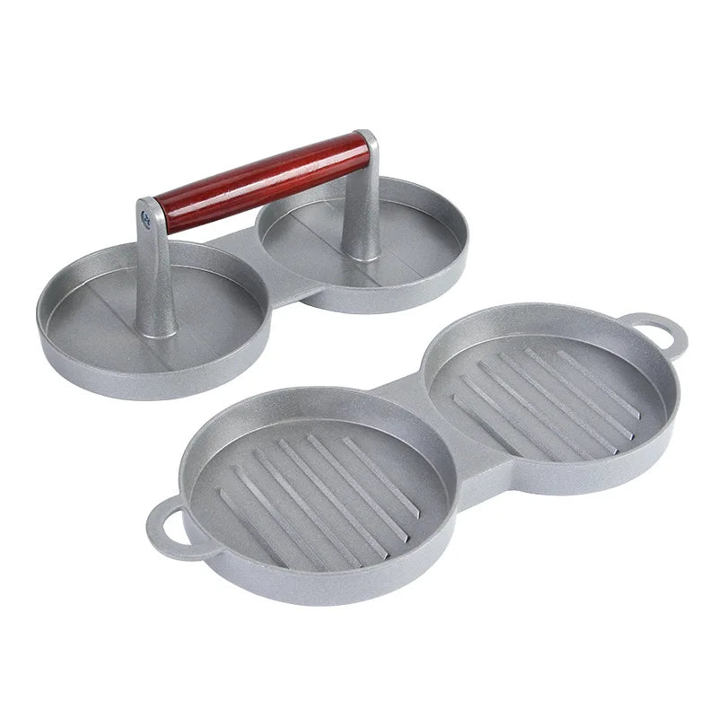 Double Hole Press Steak Meat Flattening Machine Bacon Crusher Grill Sandwich Press Cast Iron Metal Aluminum Gray Tool