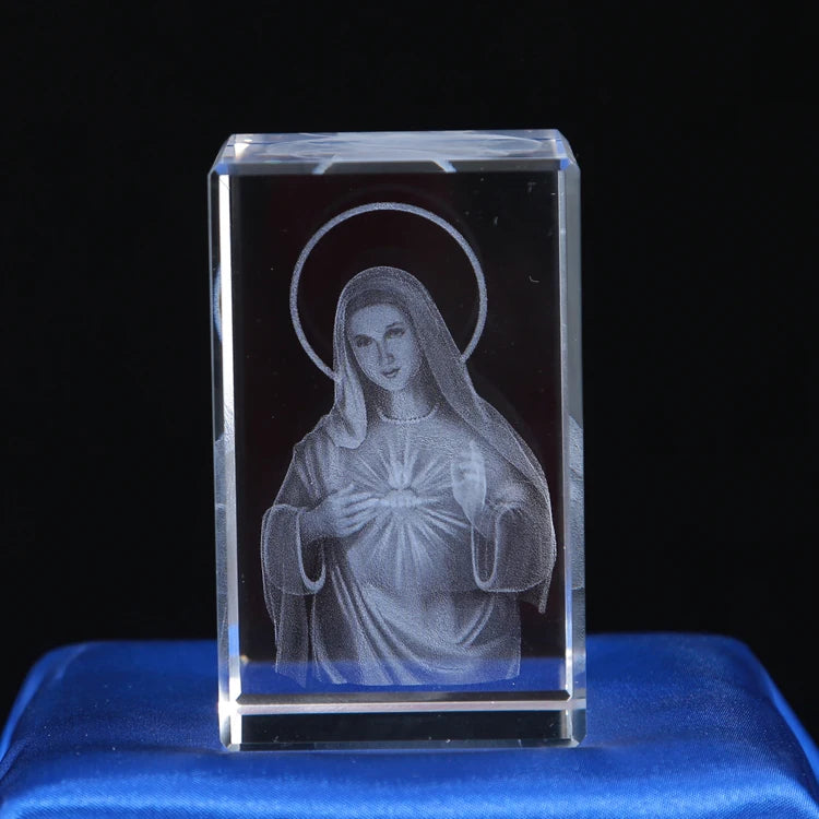 Wholesale Professional Custom Religious Series the Virgin Mary Crafts Goddess 3d Laser Crystal Cube