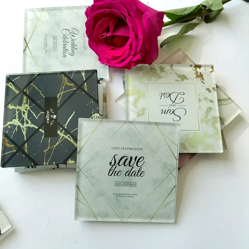 China Manufacturer Customized Decoration Clear Crystal Photo Coaster Glass UV Printed Polished Crystal Glass Coasters for Dishes