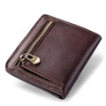 MARRANT Men's Short Wallets Genuine Leather Zipper Card Holder Purse Bifold Money Clips Wallet for Men