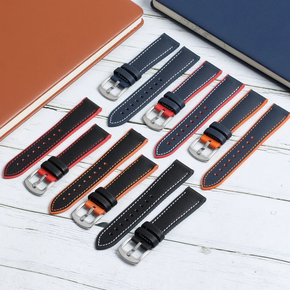 Custom Waterproof Nylon Sailcloth FKM Rubber Watch Strap Replacement Watch Band