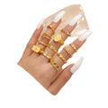 Stainless Steel Women 18K Gold Ring Set with Butterfly Chain Inlaid Stone Fashion Design Women Jewelry