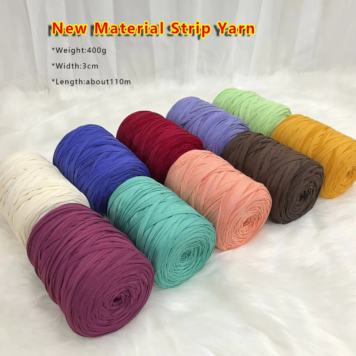 100% Polyester Hand-Knitted Baby Cradle T-Shirt Yarn Roll 400g with Elastic Fancy 100% Polyester Yarn