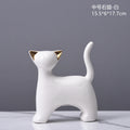 Modern Home Crafts Hand-painted Cute Series Stoneware Living Room Decor White Cat Statue Figurines for Kids