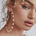 Hot Selling Gold Plated Big Circle Pearl Earrings Ladies Europe America Exaggerated 12cm Large Pearl Hoop Earrings for Women