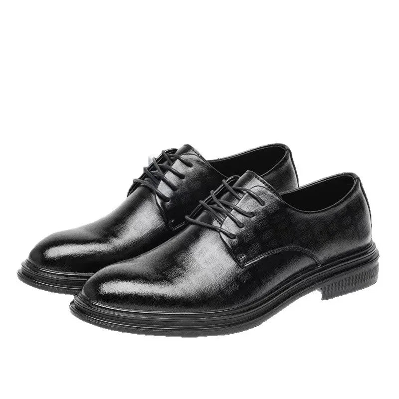 Synthetic Leather Breathable Lace-up Men's Oxford Dress Shoes Flat Pointed Toe Hard Sole for Spring Summer Autumn Winter Office