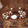 YueTong BOHO Charm Bracelets Jasper String Braided Bracelets Natural Stone Wrap Bracelet Friendship Jewelry Wholesale Dropship