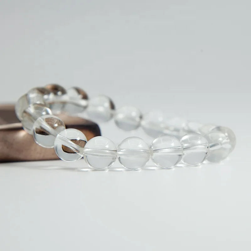 8mm Natural Clear Quartz Bracelet Energy Stone Beads Handmade Jewelry Elastic Bracelet