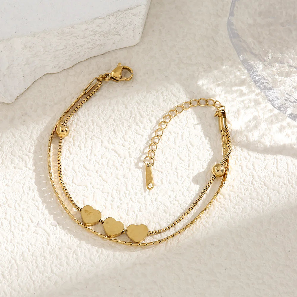 Gold love Titanium Steel Bracelet Double Wrap Bracelet Fashion Accessories