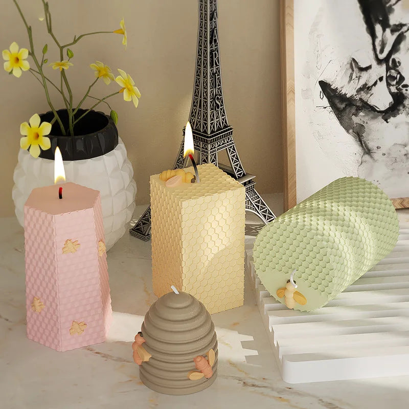 Cross-Mirror Three-Dimensional Honeycomb Candle Silicone Mold Diy Aromatherapy Honeycomb Soap Cake Mold