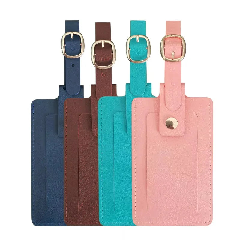 Adjustable Multi-Color Plane Boarding Pass Suitcase Tag Luxury Travel Named Baggage Tags Blank Pu Leather Luggage Tag